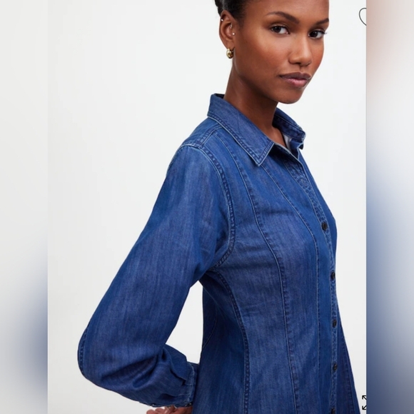 Madewell Dress Womens Long Sleeve  Button Up Blue Size Small Whit Pockets - Picture 2 of 16